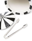 Jonathan Adler Vice Rocks Black & White Ice Bucket with Ice picker on White background available at Spacio India from the Luxury Home Bar Accessories Collection