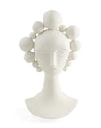 Front view of Jonathan Adler Camille Bust Sculpture in high-fired unglazed porcelain, featuring modern artistic detailing, available at Spacio India stores and online.