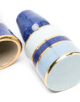 Detailed image showing Jonathan Adler Chroma Large Blue Decanter's lid removed, showcasing high-fired stoneware craftsmanship, available at Spacio India.