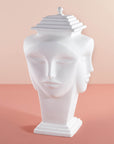 Elegant Jonathan Adler Giuliette Ginger Porcelain Storage Jar showcasing artistic faces in high-fired unglazed porcelain, available at Spacio India retail stores and online.