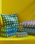 The Jonathan Adler Large Lacquer Basketweave Design Box displayed in a home setting, highlighting its contemporary appeal, available at Spacio India.