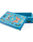 Open Jonathan Adler Large Lacquer Botanist Box showing peacock velvet lining and detailed butterfly illustrations – luxury decor at Spacio India.