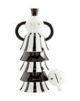 Jonathan Adler Large Vienna Decanter with removable porcelain stopper showcasing elegant black stripes and gold detailing, part of the luxury collection at Spacio India.