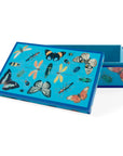 Open view of Jonathan Adler Medium Lacquer Botanist Box showcasing its vivid insect illustrations and rich peacock velvet lining, an elegant accessory storage solution at Spacio India.