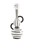 Contemporary Jonathan Adler Medium Vienna Decanter made of porcelain, featuring striking monochrome stripes and spherical topper. Shop this exclusive piece at Spacio India stores and online.