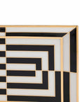 Detailed angle of Jonathan Adler’s luxury tray showing fine gold edges and geometric design, ideal for modern homes, from Spacio India.