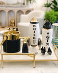 Artistic view of the Jonathan Adler Rocket Whiskey Mid-Century Decanter, emphasizing its unique mid-century design and intricate detailing on high-fired glossy white porcelain, available at Spacio India.