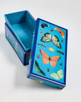 Close-up of Jonathan Adler's botanical design and glossy lacquered surface on the Small Botanist Box, now at Spacio India stores and online.