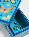 Top-down view of Jonathan Adler Small Lacquer Botanist Box showing bold botanical patterns, available online and in-store at Spacio India.