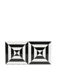 Top-down view highlighting the geometric illusion of the Jonathan Adler Op Art Small Box in monochrome lacquer, a designer decor piece sold by Spacio India.