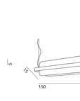A drawing of a KDLN Nami Suspensesion Home Office Desk Ceiling Light with a diffuser.