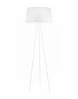 White floor lamp with a white shade on a white background