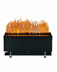 Black artificial water vapour metal bed fireplace with flames on a white background available at Spacio retail stores in Mumbai & Kolkata.