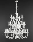 Close-up of Italamp Evoque Chandelier with six-arm structure in glossy white finish, decorative lighting from Italy at Spacio India