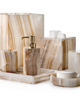 Labrazel Bathroom accessory set with onyx pattern on a white background available at Spacio retail and online stores in India