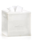 White onyx tissue cover from Labrazel on a white background at Spacio retail store in Mumbai