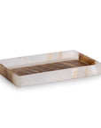 Rectangular marble tray with brown and beige pattern on a white background from Labrazel at Spacio retail store in Mumbai