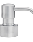 Satin nickel soap dispenser from Labrazel on a white background at Spacio retail store in Mumbai