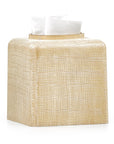Woven Gold Glass Tissue Cover from Labrazel on a white background at Spacio retail store in Mumbai