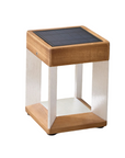 Wooden solar lantern on a white background by Les Jardins available at Spacio retail stores in Mumbai & Kolkata.