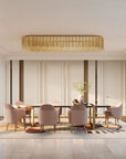 Contemporary meeting area with the Lustralis chandelier from Masiero, showcasing modular lighting brilliance. Explore Masiero collection of chandeliers at Spacio retail stores in India.