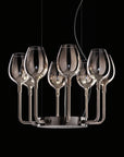 Chandelier designed like a set of wine glasses on a black background from Italamp available at Spacio in India