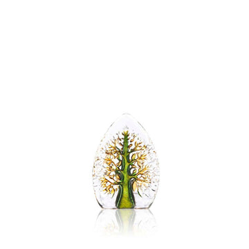 A mesmerizing Maleras Crystal Sculpture showcasing nature's beauty with a Miniature Yggdrasil Green tree sculpted on it.
