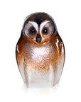 Front view of Maleras Brown Crystal Owl Swedish Glass Art – exquisite crystal owl sculpture from Maleras, perfect luxury decor available at Spacio India.