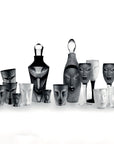 Maleras Crystal Kubik Black Tumbler with other Masque collection drink ware accessories  on white back ground for modern interiors available at Spacio India from the Bar Accessories Collection.