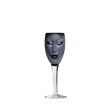 Maleras Crystal Electra Wineglass Black from Masque collection on a white back ground for modern interiors available at Spacio India from the Drink ware of Bar Accessories Collection.