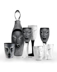 Maleras Crystal Electra Tumbler Clear with other accessories from Masque collection on a black back ground for modern interiors available at Spacio India from the Drink ware of Bar Accessories Collection.