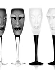 Maleras Crystal Champagne Glass Electra Clear with other drink ware accessories from Masque collection on a white back ground for modern interiors available at Spacio India from Bar Accessories Collection.