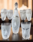 Maleras Crystal Champagne Glass Electra Clear with other drink ware accessories and decanter from Masque collection in luxury interior for modern interiors available at Spacio India from Bar Accessories Collection.