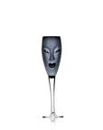 Maleras Crystal Champagne Glass Electra Black from Masque collection on a white back ground for modern interiors available at Spacio India from the Drink ware of Bar Accessories Collection.
