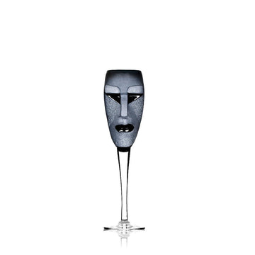 Maleras Crystal Champagne Glass Kubik Black from Masque collection on a white back ground for modern interiors available at Spacio India from the Drink ware of Bar Accessories Collection.