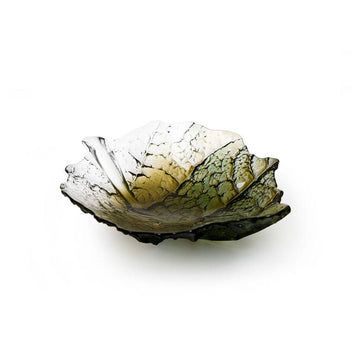 Maleras Crystal Folia Bowl Forest Medium Bowl on a white back ground for modern interiors available at Spacio India from Decor Accessories and Tableware Collection of Decorative Bowls.