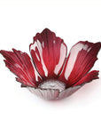 A handmade Maleras Crystal Fleur Large Bowl featuring a red and white flower design on a white back ground for modern interiors available at Spacio India from Decor Accessories and Tableware Collection of Decorative Bowls.