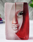 Maleras Crystal Mazzai Red Sculpture on a white surface in modern interiors available at Spacio India from Sculpture and Art Objects Collection of Crystal Sculptures.