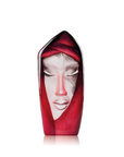 Maleras Crystal Batzeba Red Masq Sculpture on a white back ground for modern interiors available at Spacio India from Sculpture and Art Objects Collection of Crystal Sculptures.