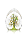 Maleras Crystal Sculpture Yggdrasil Green Yellow Large on a white back ground available at Spacio India from the Sculptures and Art Objects Collection.