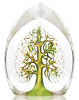 Close up look of Maleras Crystal Sculpture Yggdrasil Green Yellow Large on a white back ground available at Spacio India from the Sculptures and Art Objects Collection.