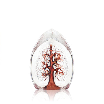 Maleras Crystal Sculpture Yggdrasil Red Large on a white background, available at Spacio India from the Sculptures and Art Objects Collection