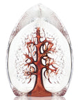 Close up Maleras Crystal Sculpture Yggdrasil Red Small on a white background, available at Spacio India from the Sculptures and Art Objects Collection