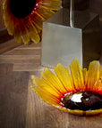 Maleras Crystal Sunflower Bowl Large Bowl on wooden surface in modern interior available at Spacio India from Decor Accessories and Tableware Collection of Decorative Bowls.
