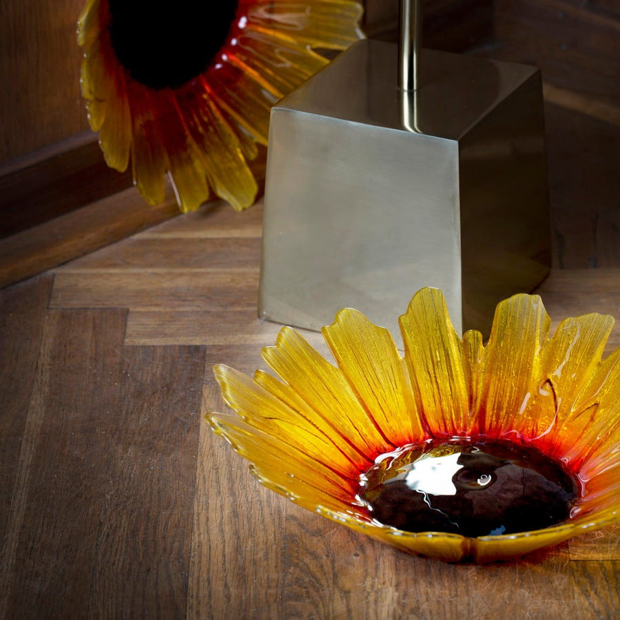 Maleras Crystal Sunflower Bowl Large Bowl on wooden surface in modern interior available at Spacio India from Decor Accessories and Tableware Collection of Decorative Bowls.