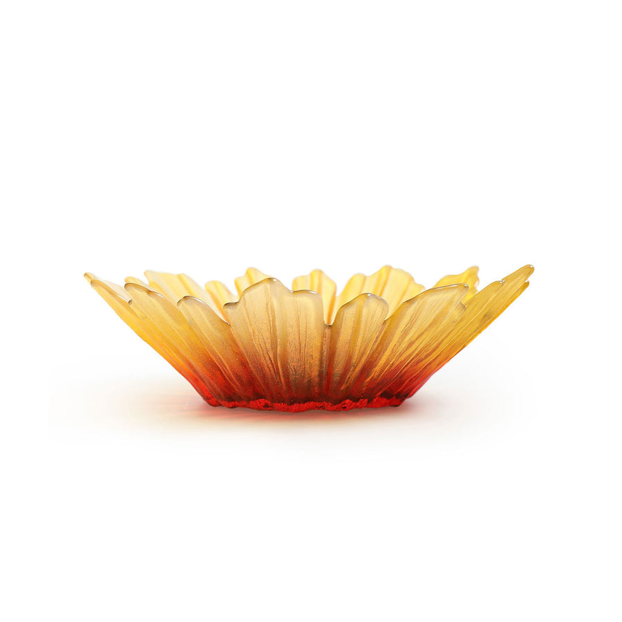 Side look of Maleras Crystal Sunflower Bowl Small Bowl on a white back ground for modern interiors available at Spacio India from Decor Accessories and Tableware Collection of Decorative Bowls.