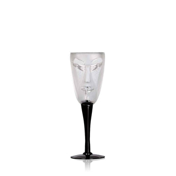 Maleras Crystal Wineglass Kubik Clear from Masque collection on a white back ground for modern interiors available at Spacio India from the Drink ware of Bar Accessories Collection.