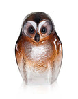 Front view of Maleras Brown Crystal Owl Swedish Glass Art – exquisite crystal owl sculpture from Maleras, perfect luxury decor available at Spacio India.