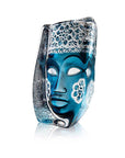 Side angle of Maleras Malik Swedish Crystal Art, limited edition crystal sculpture showcasing detailed craftsmanship in teal blue tones, exclusively available at Spacio India.