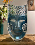Close-upside perspective of Maleras Malik limited edition Swedish Crystal Art, revealing exceptional clarity and detailed motifs in painted crystal, featured at Spacio India.